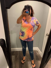 Tie Dye Crisscrossed Top - Coral Purple