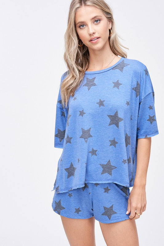 Star all over lounge wear set - Blue, Grey or Pink. Clearance! Final sale! Was $50 now only $25!