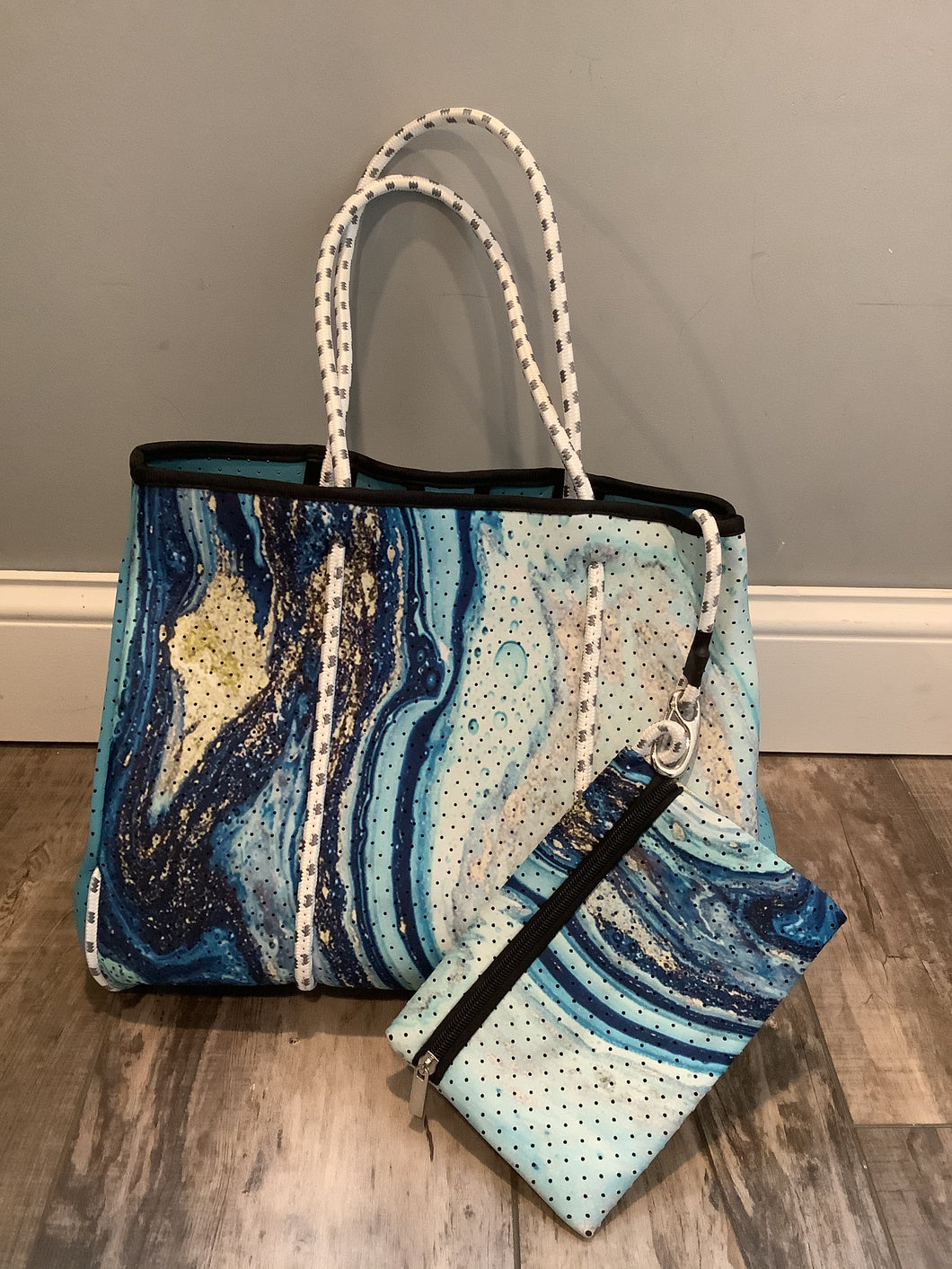 Light Blue Geode Neoprene Tote