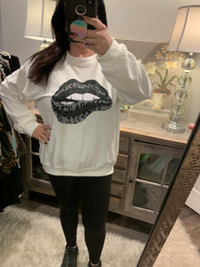 High quality sweatshirts with leopard lace lip - Black, Charcoal or Grey