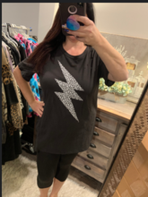 PLUS WOMEN GRAPHIC TEE LIGHTNING DISTRESSED CUT TOP ⚡️- BLACK OR GREY