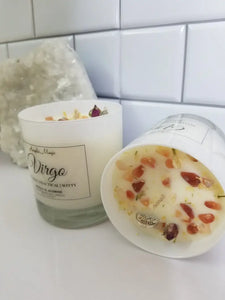 Virgo Zodiac Crystal Soy Candle - Reiki Charged 11 oz