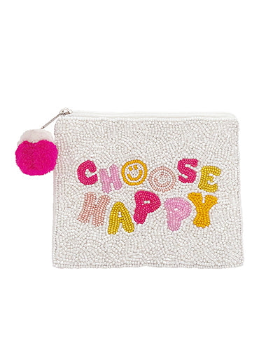 CHOOSE HAPPY 😃 Beaded Coin Pouch