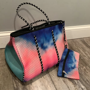 Tie Dye Neoprene Tote Bag 💙💗💜