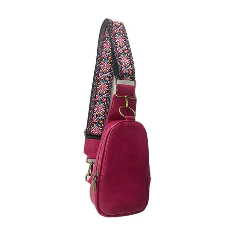 Vegan Leather Sling/ Belt Bag -  Raspberry