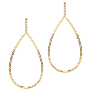 Gold Teardrop with Rhinestone Accents 2" Earring