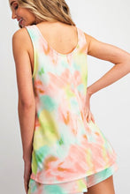 TIE DYE FRENCH TERRY DRAPED CHEST POCKET TANK TOP - Lime/Peach 💚🧡 or Blue /Pink 💙💗