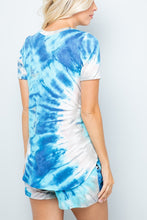 Tie-Dye V-Neck line with short sleeve - Blue