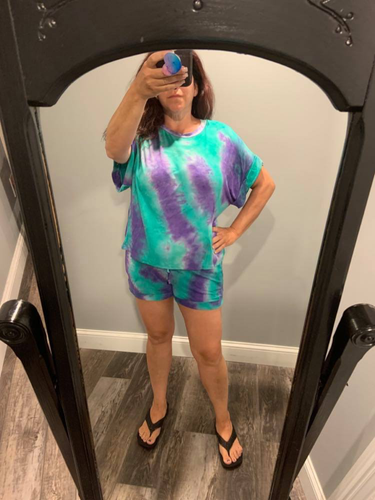 TIE DYE DOLMAN TOP N BOTTOM SET - 💚 JADE/PURPLE 💜. Clearance!