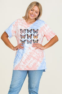 PLUS TIE DYE BUTTERFLIES GRAPHIC TEE TOP 🦋