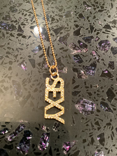 Sexy Gold Bling Pendant on Gold Adjustable Chain