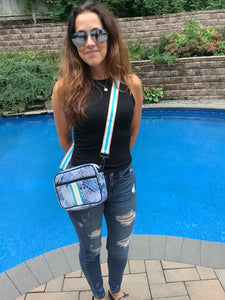 Blue Snake Neoprene Crossbody Bag