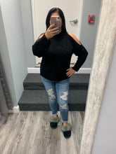 Cold Shoulder Knitted Sweater - Black or Wine