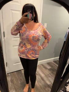 TIE DYE PRINT TERRY PULL OVER Purple/Coral Mix 💜🧡💗