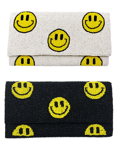 😊 Smile Face Beaded Clutch Bag Black or White