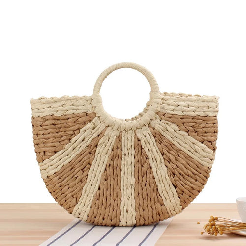 Handwoven Summer Beach Rattan Straw Bag