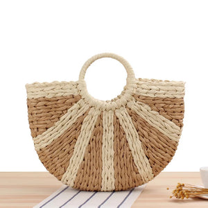 Handwoven Summer Beach Rattan Straw Bag