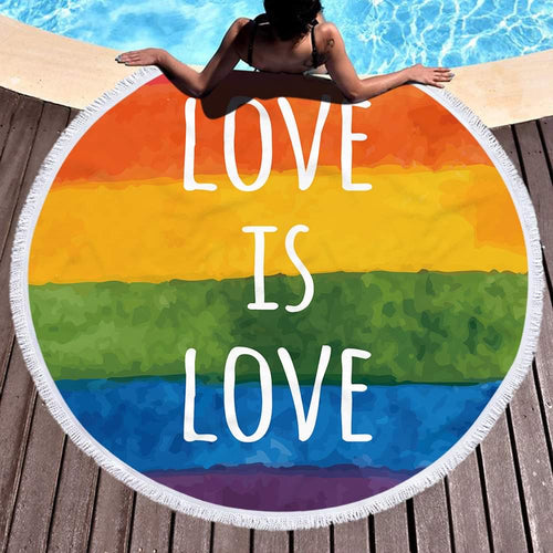 Love Is Love 60 inch round beach blanket/towel ❤️🧡💛💚💙💜