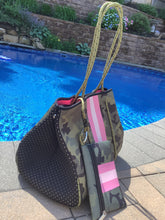 Green Camo with Pink Stripe Neoprene Tote bag 💚💗