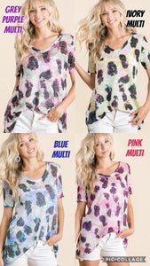 LEOPARD PRINT LOW GAUGE DEEP U-NECK TOP - ASSORTED COLORS