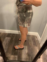 RAYON FRENCH TERRY TIE-DYE ROMPER WITH A V NECKLINE, OPEN BACK, SLEEVELESS, ELASTICIZED WAIST WITH DRAWSTRINGS, AND SLANTED POCKETS - CHARCOAL or OLIVE