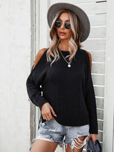 Cold Shoulder Knitted Sweater - Black or Wine