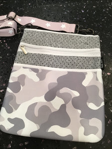 Grey Camo Neoprene Crossbody