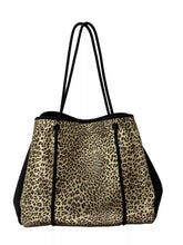 Leopard Gold Metallic with Black Sides Neoprene Tote