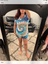 Tie-Dye V-Neck line with short sleeve - Blue