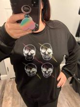 Skull with thunder printed top -  Black, Charcoal or Heather Grey