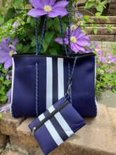 Navy with White Stripe Neoprene Tote