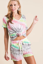 TIE DYE FRENCH TERRY DEEP U NECK TOP - MULTI  Clearance final sale