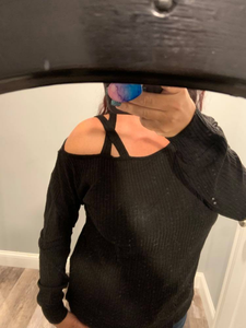 95% polyester 5% spandexCold Shoulder Top - Black