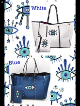 White Evil Eye Neoprene Tote