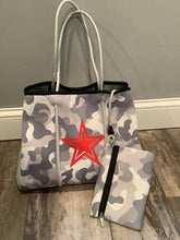 Grey Camo with Red Star Neoprene Tote