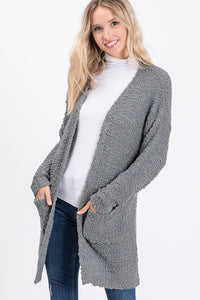 COZY SOFT POPCORN CARDIGAN - BLACK