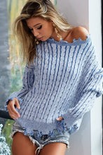 VINTAGE LOOKING YARN TWIST KNITTED SWEATER - VINTAGE DENIM