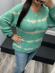 Sew In Love knitted long sleeve with with striped detail - Sage