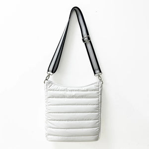 White Matte Metallic Puffer Crossbody