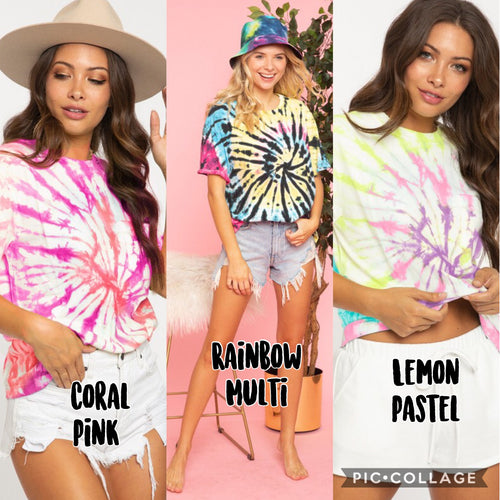 Multi color tie dyed cotton top - Assorted Colors