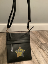 Army or Black Vegan leather crossbody with star