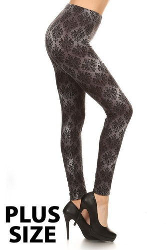 Plus size super soft peach skin fabric, multi-color printed knit legging - Cosmopolitan