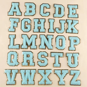 2 Inch Chenille Letters Adhesive Stickers - Aqua