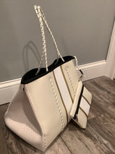 Ivory Gold Stripe Canvas/Neoprene Tote bag