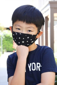 STAR PRINT REUSABLE FACE MASKS FOR KIDS - NAVY