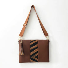 Vegan Leather Clutch/ Crossbody with Zebra Stripe - Black or Brown