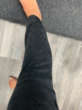 Washed Black Rhinestone Detail Elastic Jogger