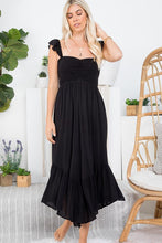 SOLID SMOCKED JUMPSUIT - BLACK