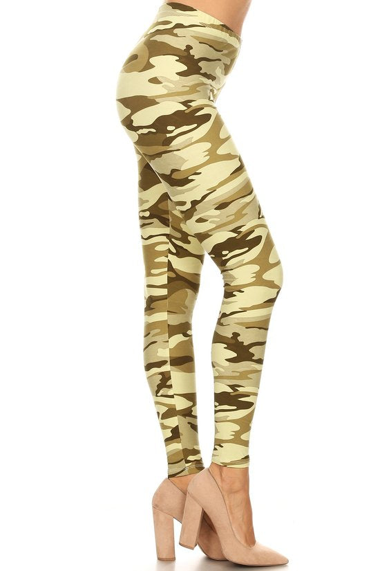 Camouflage Full Length OS Leggings Olive Blend