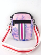 PINK/PURPLE TIEDYE WITH MULTI ZIPPER NEOPRENE PHONE HOLDER W/1.25" STRIPE STRAP